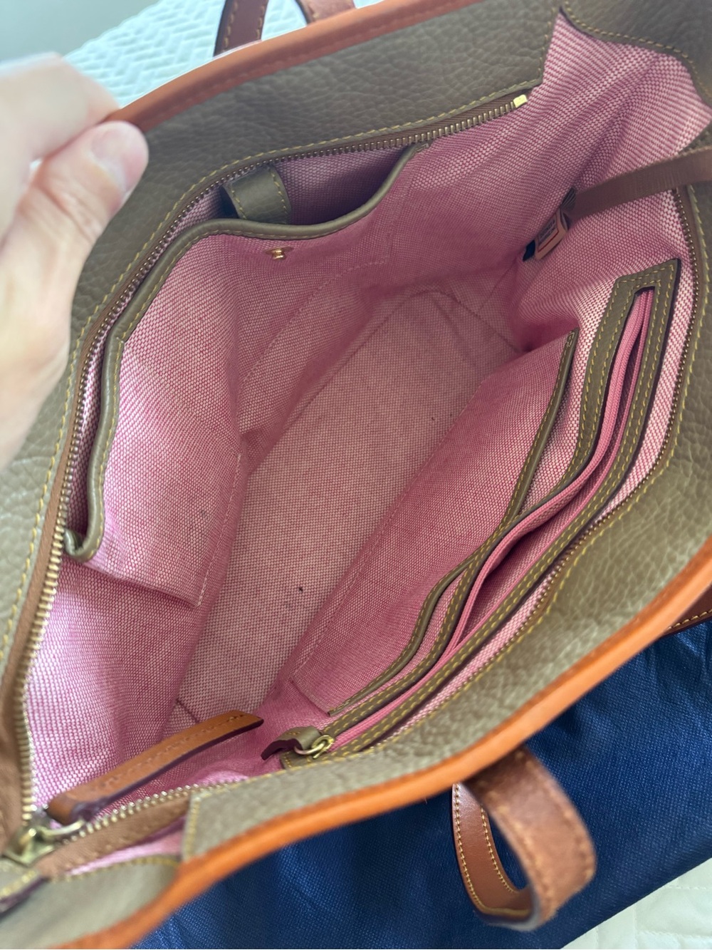 Dooney & Bourke Pebble Grain Gray Brown Tan Tote Bag with Dustbag - Picture 9 of 16